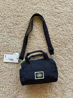 Kipling Quan Mini Duffle Crossbody Bag Black Lightweight Travel Bag NWT